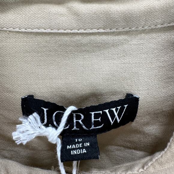 J.Crew Herringbone Twill Button Up Shirt Classic Cotton Neutral Beige US 10 NWT - Picture 6 of 13